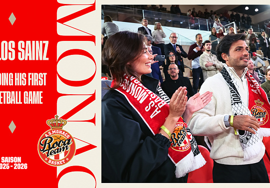 Carlos Sainz attending his first basketball game